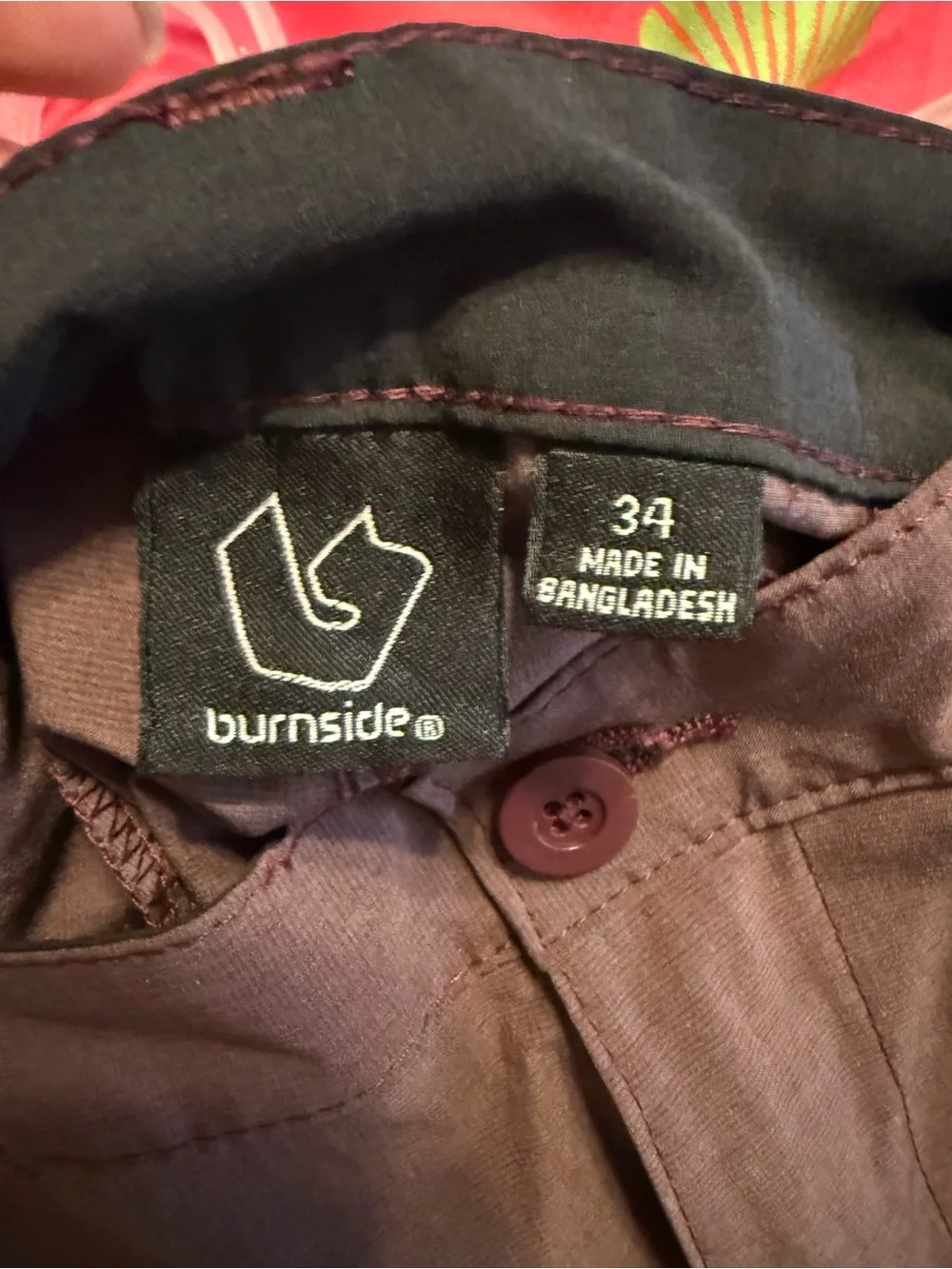 burnside Men's brown/burgundy Flat-Front Shorts